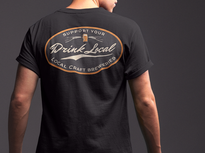 Drink Local Craft Beer T-Shirt Back on Model