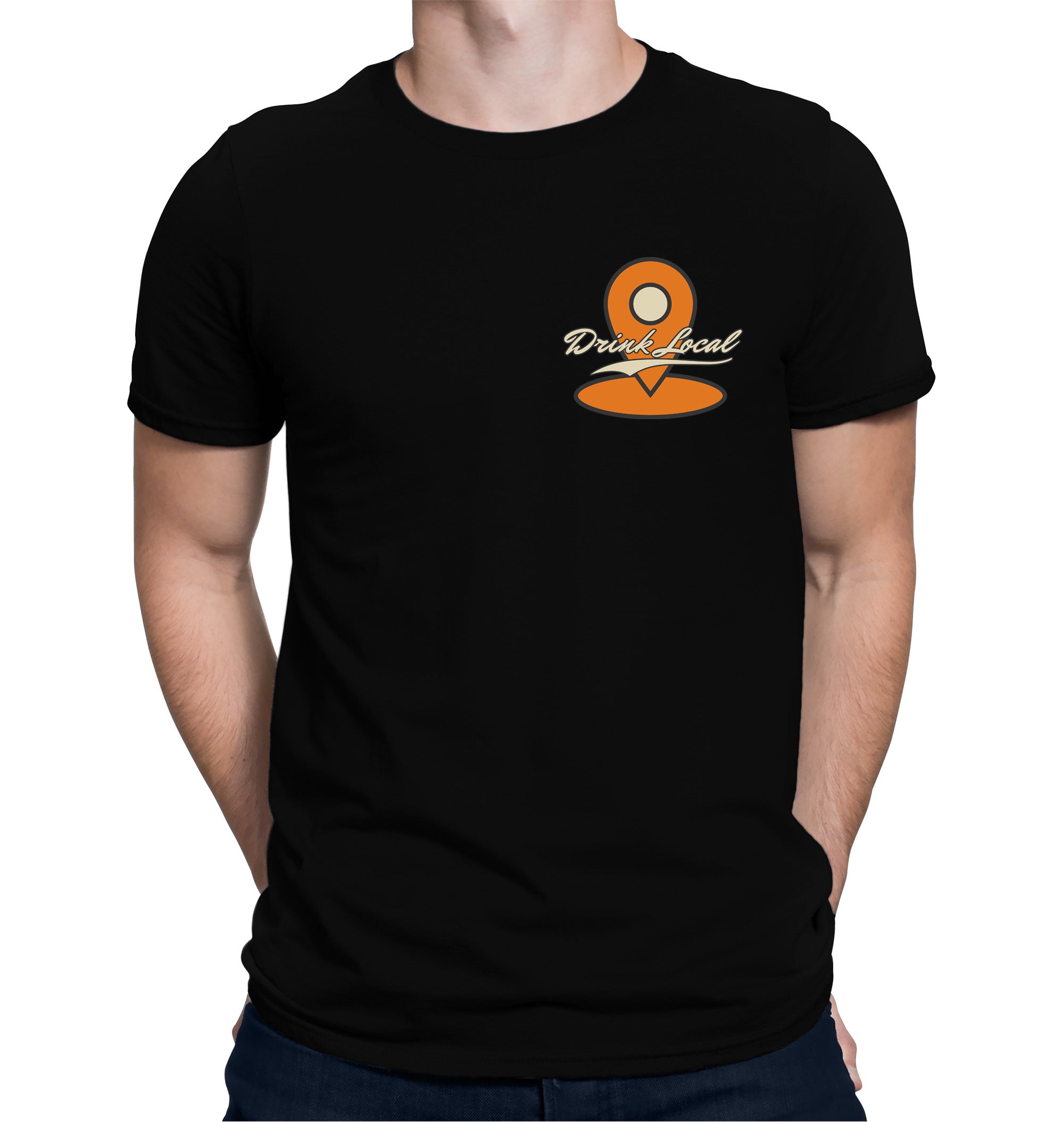 T-shirt encouraging local craft beer support with bold graphics