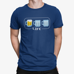 Front view of Beer Life Bar T-shirt showing one colored beer mug left