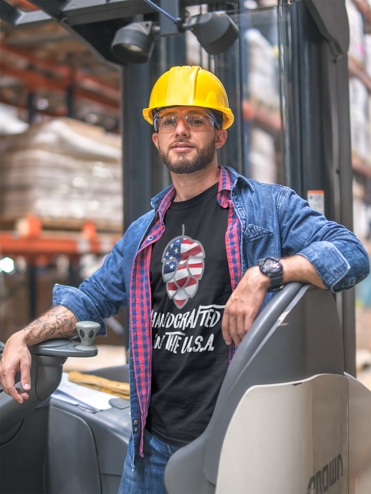 American flag and hop cone t-shirt for beer lovers