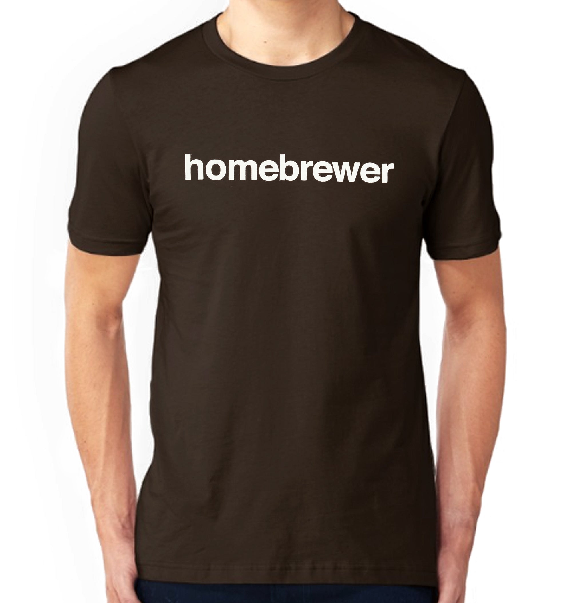 Dark brown Homebrewer of Beer T-shirt with simple white text