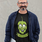 Black tee featuring anthropomorphic hop cone and HOPHEAD text