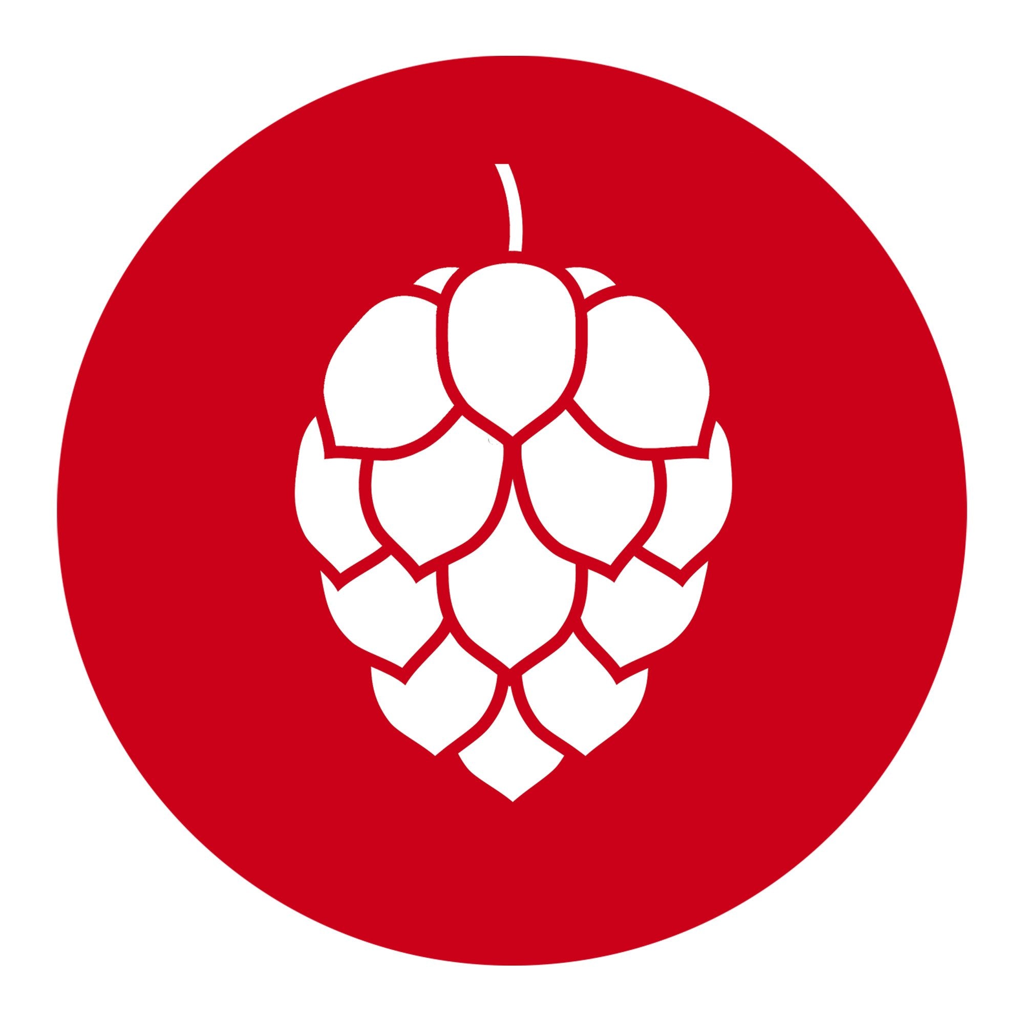 Red coaster featuring minimalist white hop silhouette