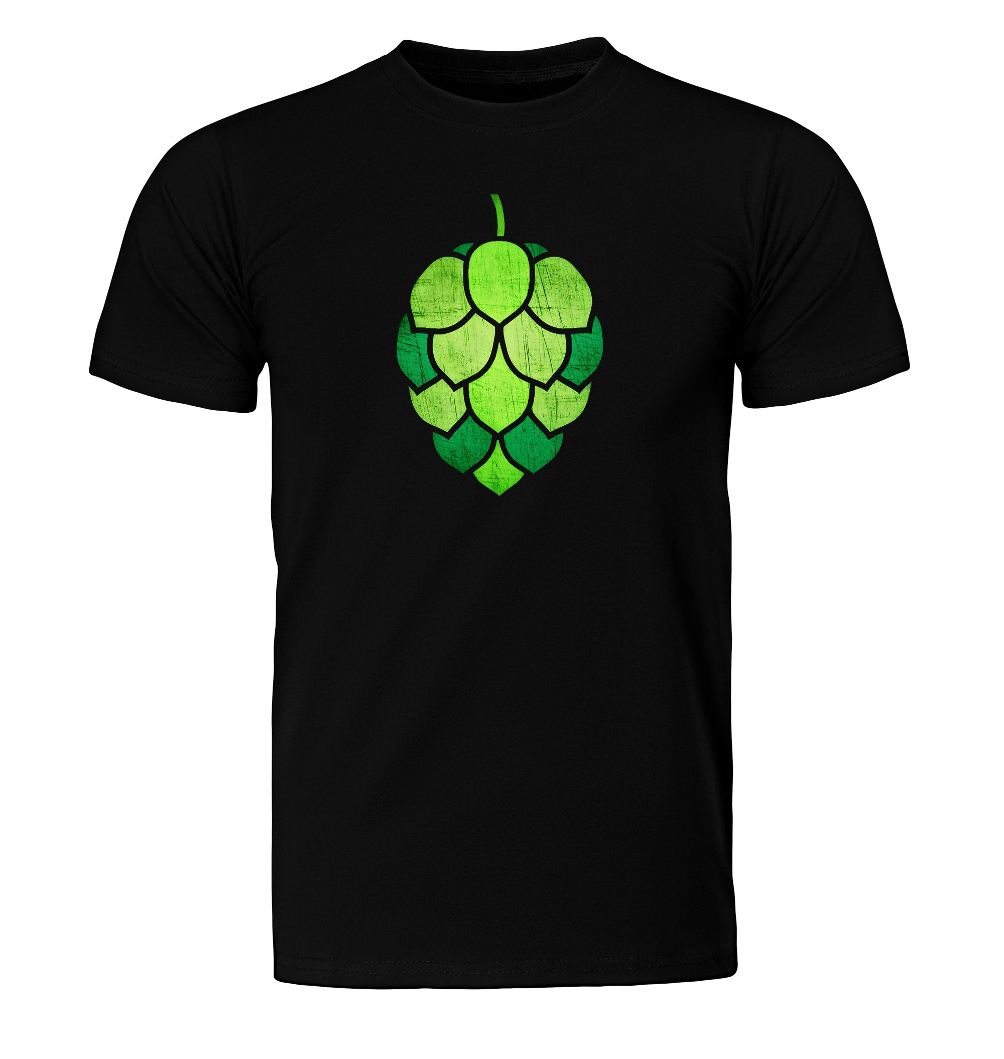 Unisex ringspun cotton tee featuring multi-tone green hop design