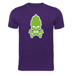 Hop Skull and Crossbones T-Shirt in vivid green on purple