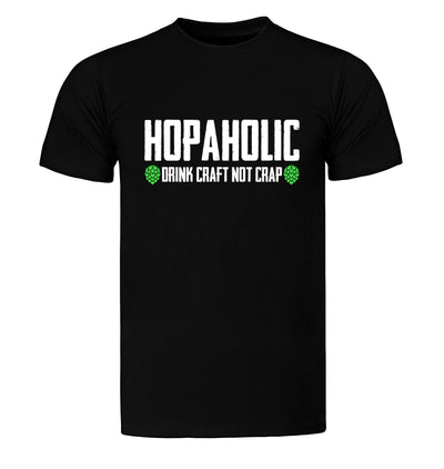 Black Hopaholic Drink Craft Not Crap Beer T-Shirt Flat Image