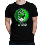 Hop Head Bottle Cap Skull T-Shirt with graffiti-style tex