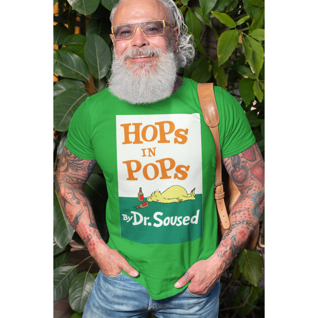 Green t-shirt with Seuss-inspired hop design