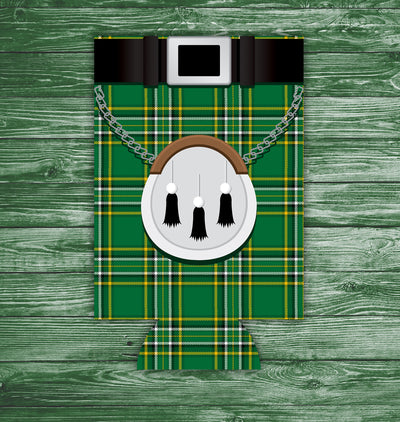 Green Tartan Kilt Can Hugger Action Shot