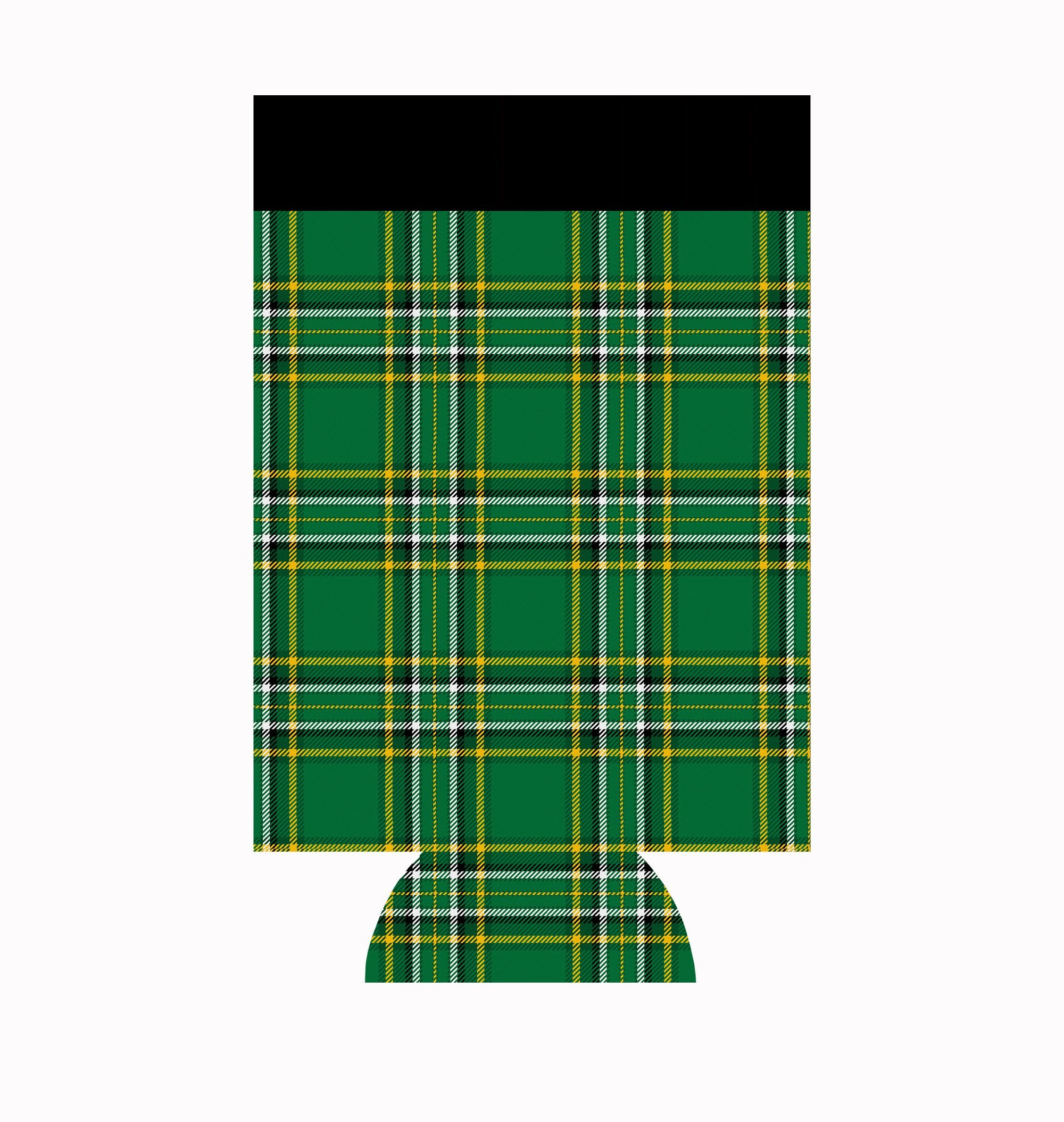 Neoprene can cooler in Scottish tartan pattern