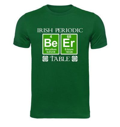 Green Irish Periodic Table St. Paddy's Day Beer T-Shirt Flat