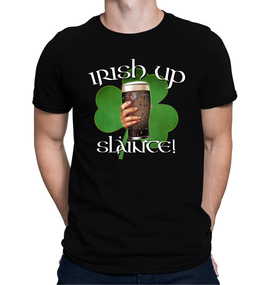Unisex St. Patrick’s Day beer shirt featuring ‘Irish Up Sláinte’ text