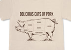 BBQ shirt with pig diagram featuring bold belly label and food humor