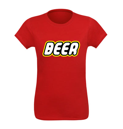 Red Women's Beer Brick T-Shirt Flat Image