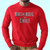 Red long-sleeve t-shirt with Mash, Boil & Chill text across chest