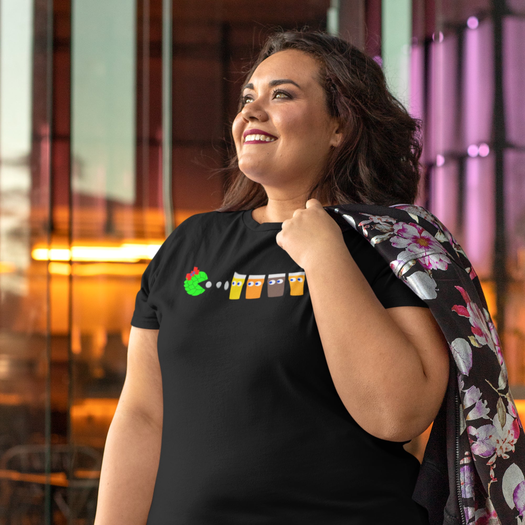 Funny beer shirt combining arcade nostalgia and craft beer love