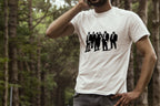 White brew tee with stylized hop-head businessmen