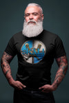 Viking Skal and Shield Beer T-Shirt Action Shot