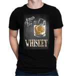 Black t-shirt with chalk-style whiskey glass and ice cubes