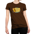 Cartoon Squonk crying for a brew inside blue oval on women's shirt