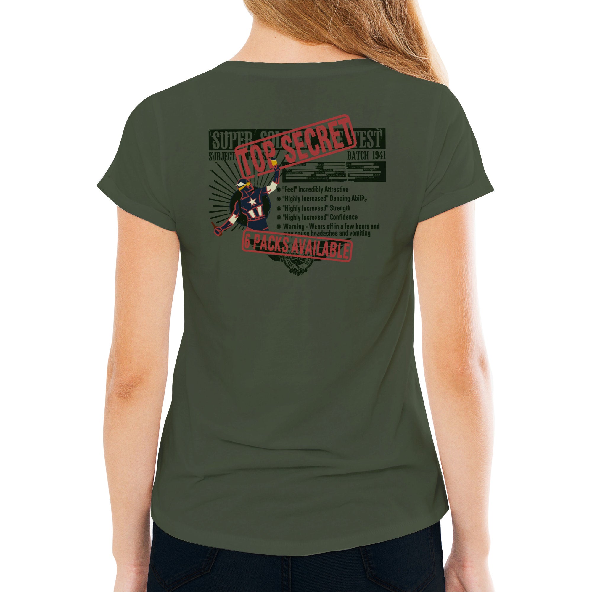 List of side effects like Increased Strength and Dancing Ability on tee back