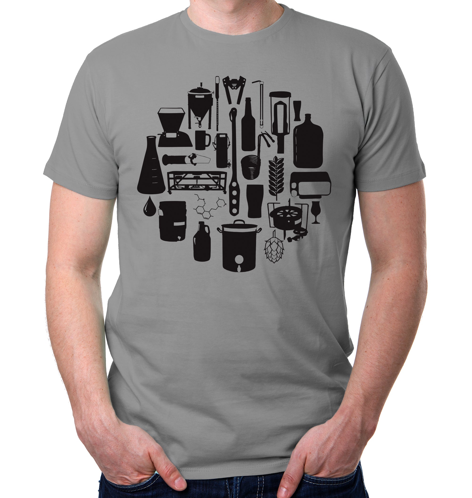 Grey Tools of the Trade Homebrew Craft Beer T-Shirt Flat