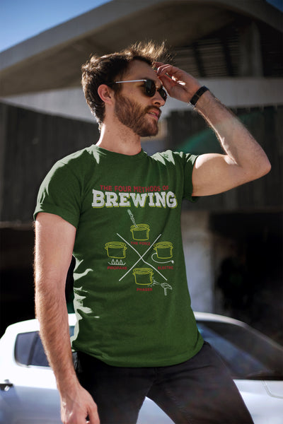 The Four Methods of Homebrewing Craft Beer T-Shirt Action Shot