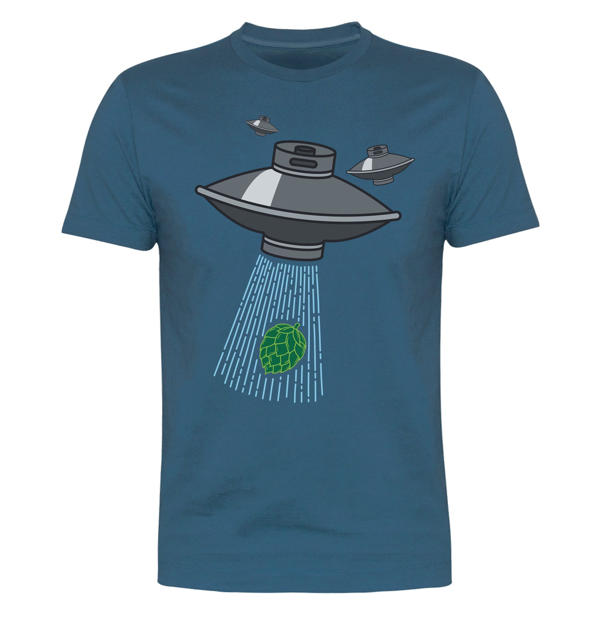 Take Me To Your Beer tee featuring pixel-style beam and flying saucer
