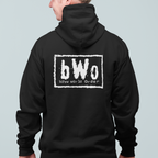 Unisex hoodie with front zipper and Brew World Order design printed on both sides