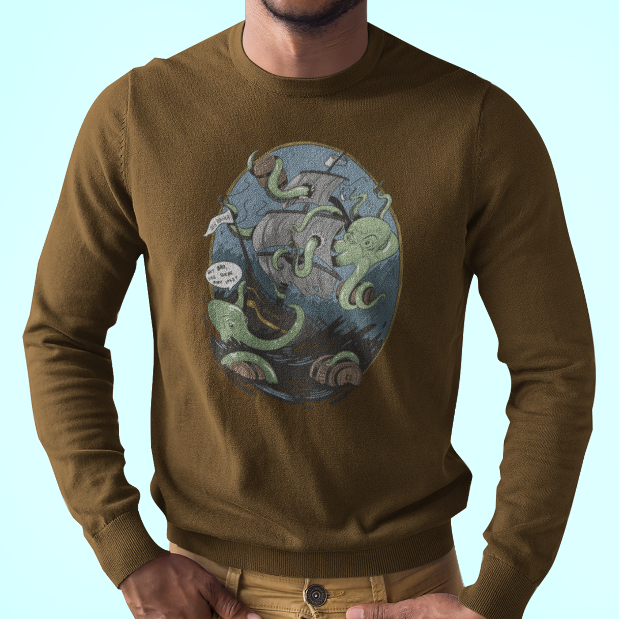 Longsleeve beer shirt with octopus attacking ship for IPA barrels