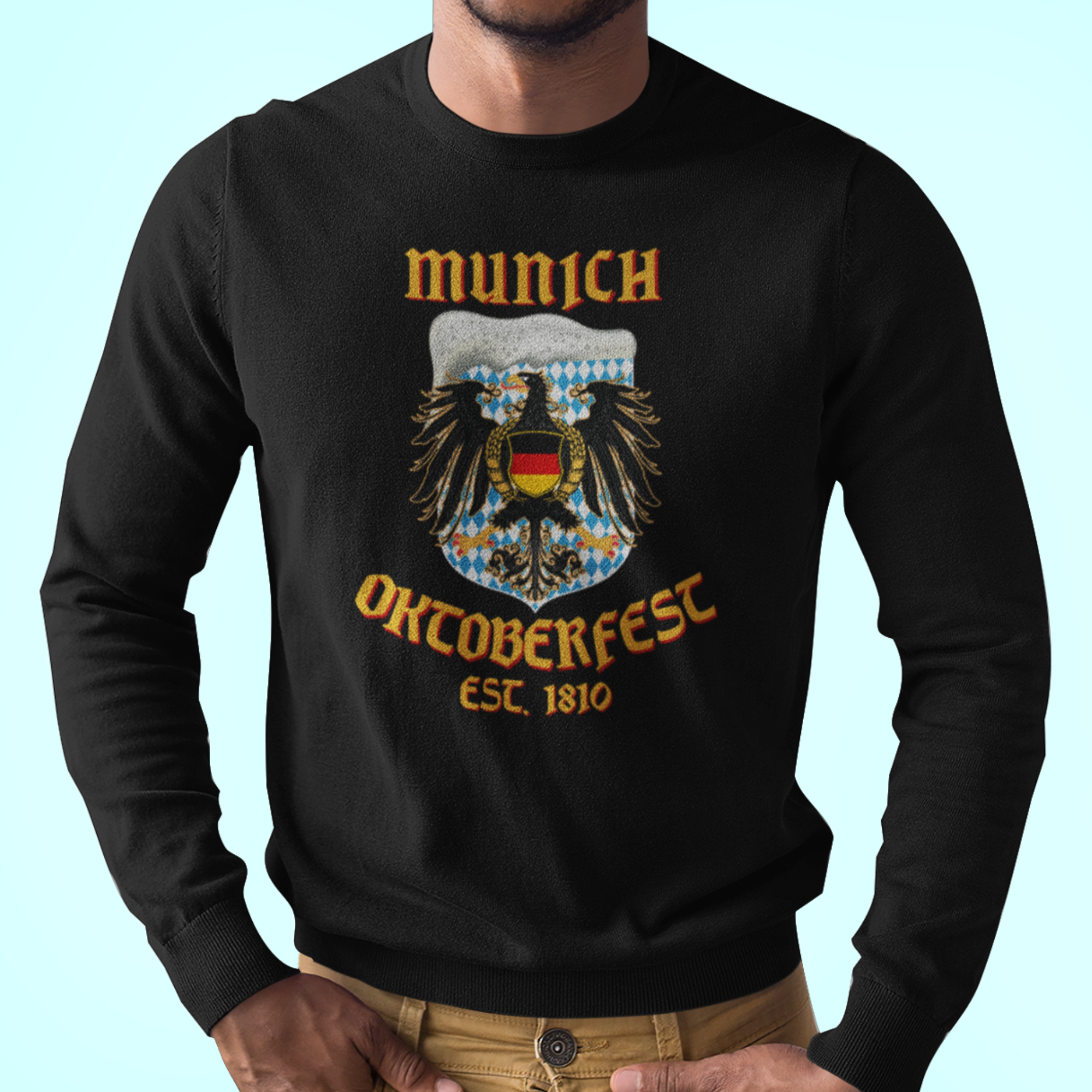 Charcoal long-sleeve t-shirt with imperial eagle and beer foam design