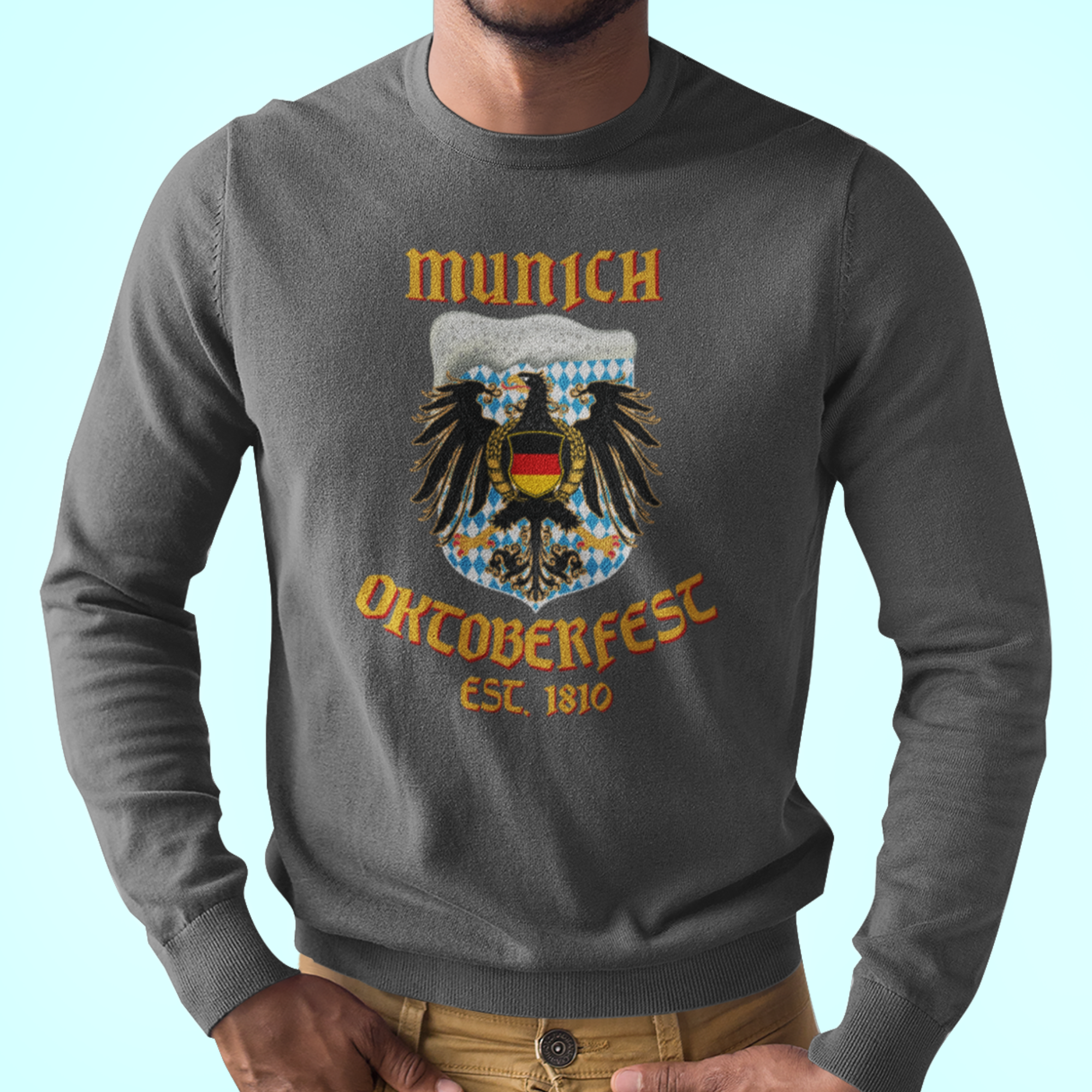 Munich Oktoberfest Bavarian eagle and lozenge pattern on long-sleeve cotton