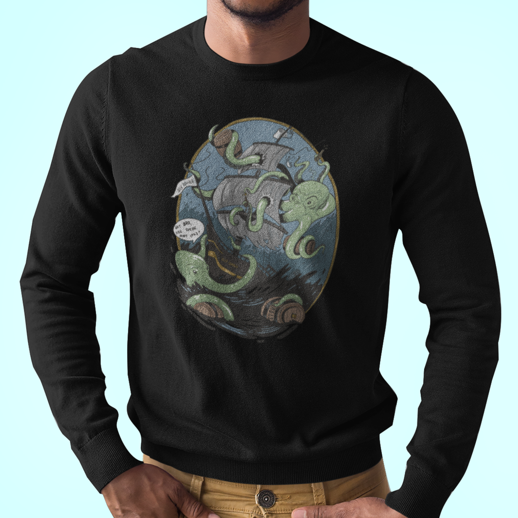 Longsleeve beer shirt with octopus attacking ship for IPA barrels
