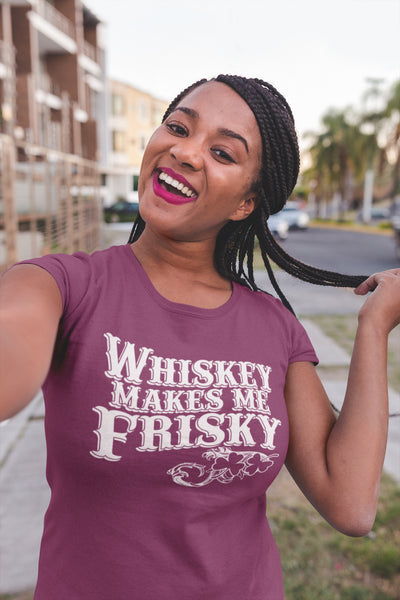 Whiskey Makes me Frisky T-Shirt Action Shot