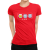 Women’s Beer Life Bar T-shirt featuring retro life meter with beer mugs