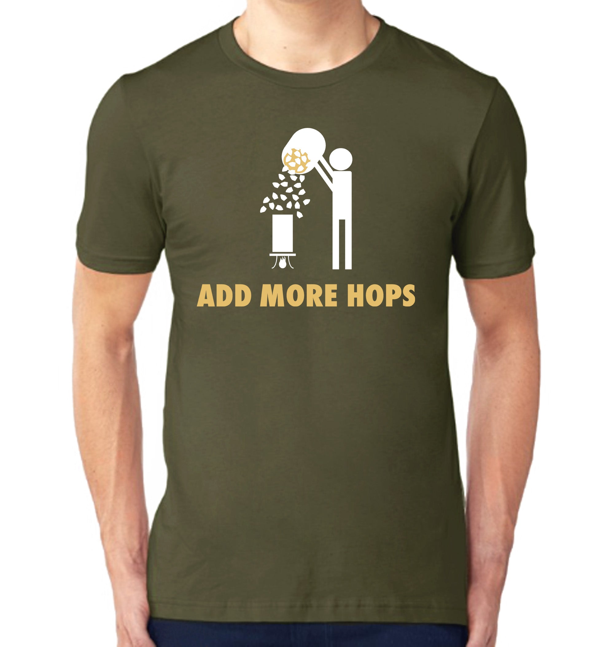 Add More Hops Homebrewing T-Shirt on Male Model
