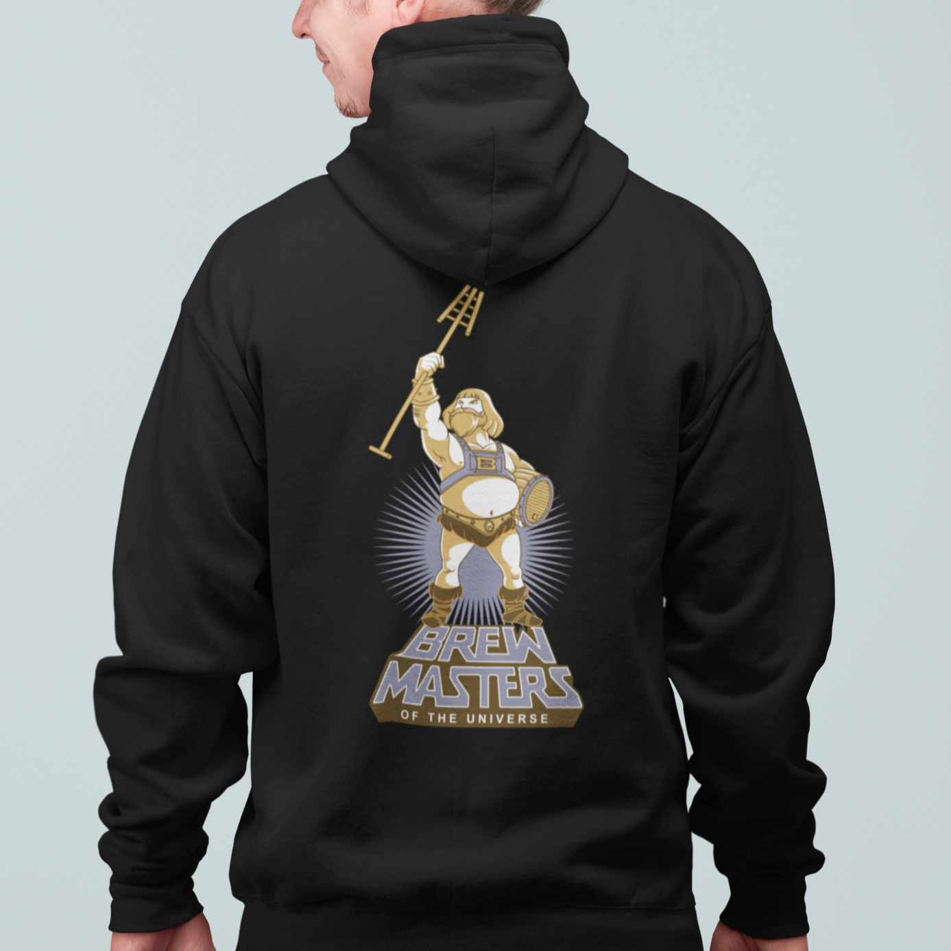 Unisex zip-up hoodie with nostalgic beer-brewing superhero theme”