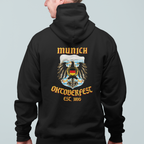 Back view of Hoodie featuring large Munich Oktoberfest eagle and foam