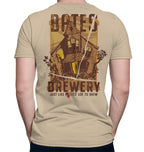Close-up of the graphic design on the back of the shirt Bates Brewing.