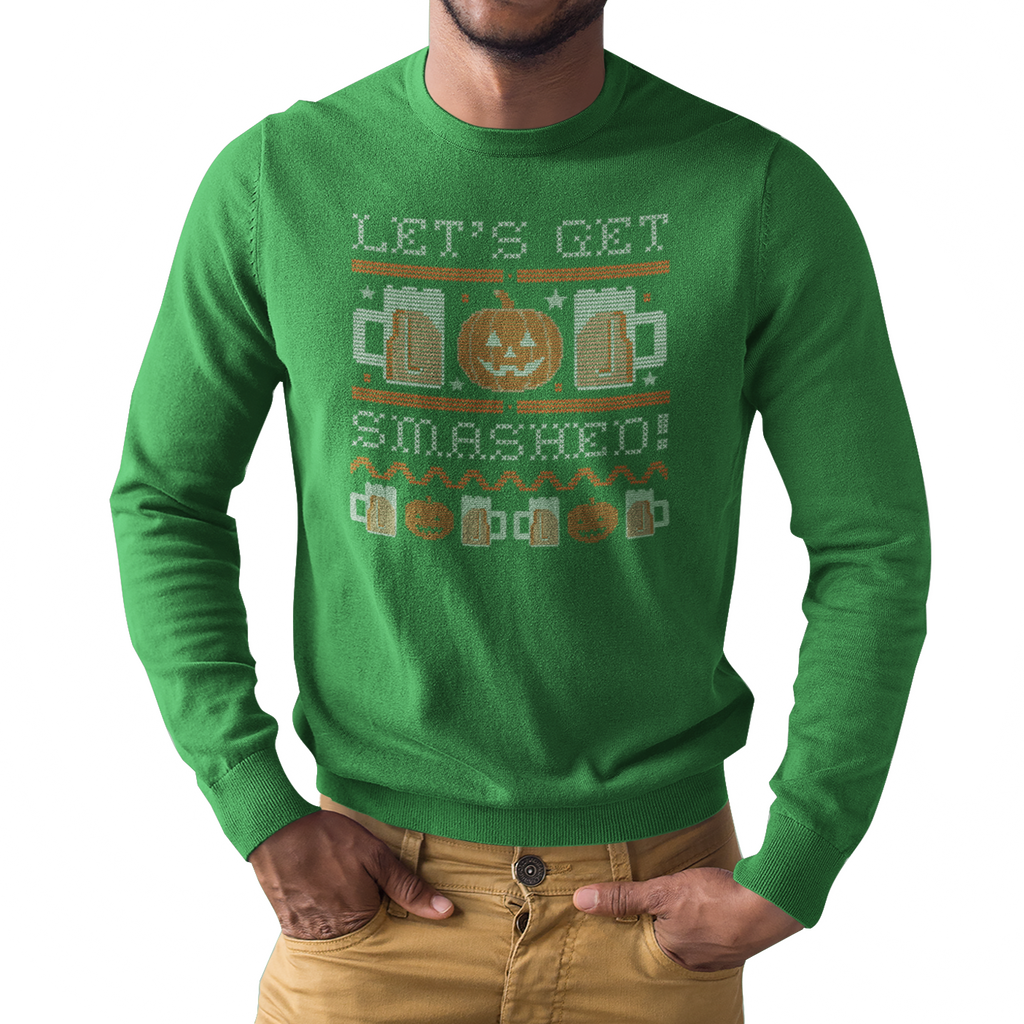 Unisex Halloween long-sleeve tee with beer and jack-o’-lantern design