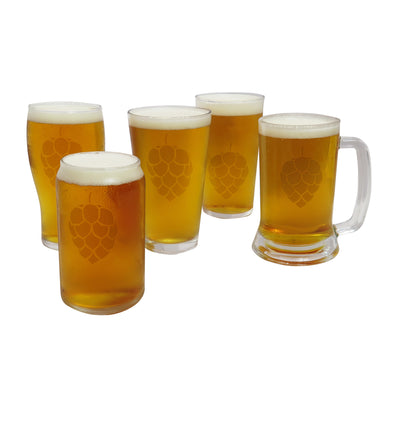 Hop Cone Etched Beer Glass