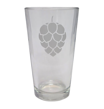 Hop Cone Etched Beer Glass