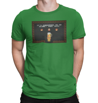 It's Dangerous To Go Alone, Take This Beer Green T-Shirt