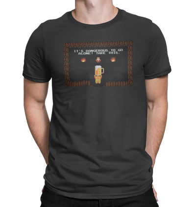 It's Dangerous To Go Alone, Take This Beer Gray T-Shirt