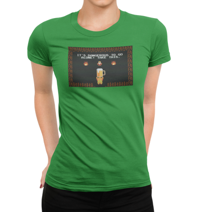 It's Dangerous To Go Alone, Take This Beer Green Women's T-Shirt