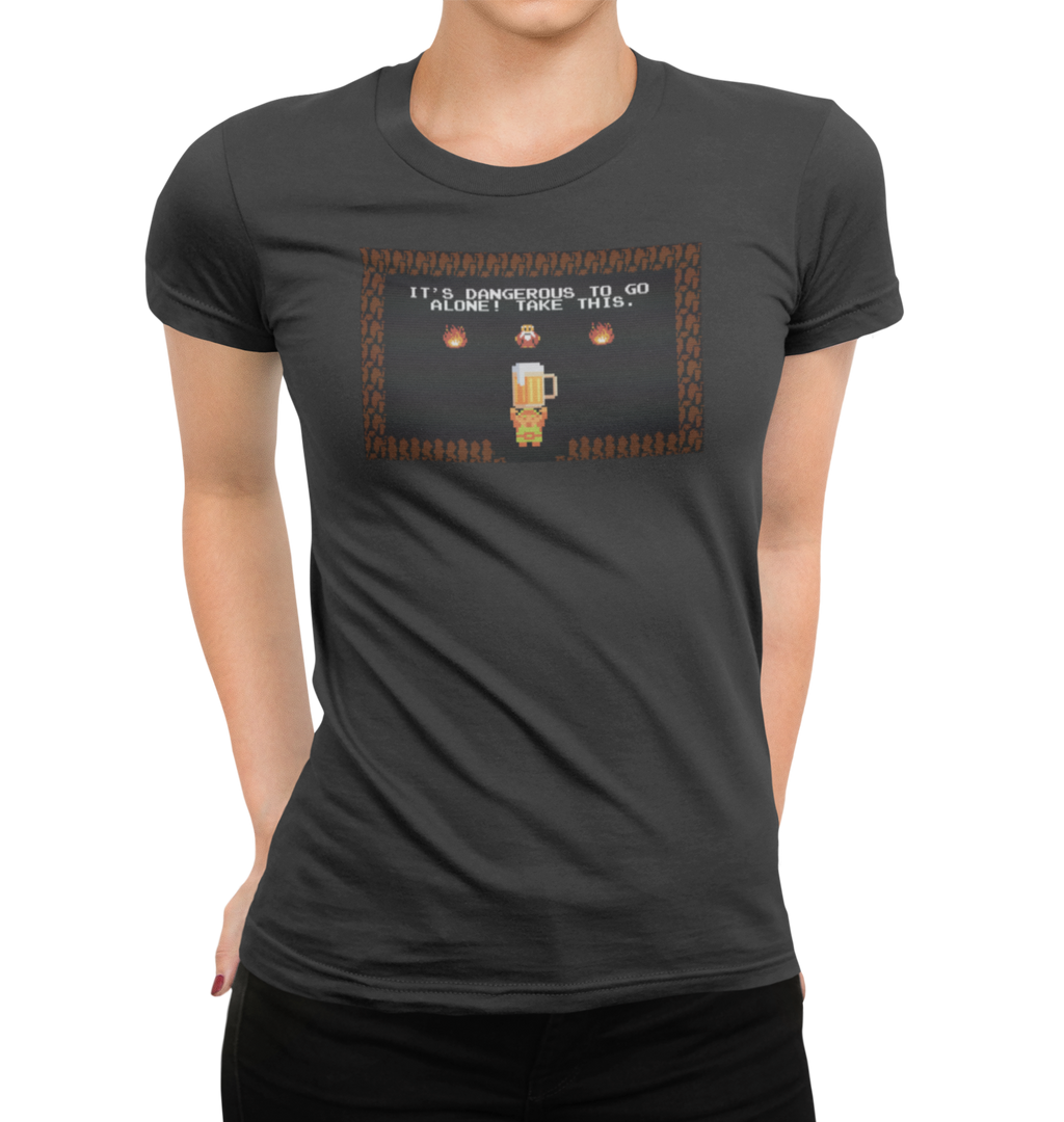 Craft beer women's tee with classic gaming advice slogan