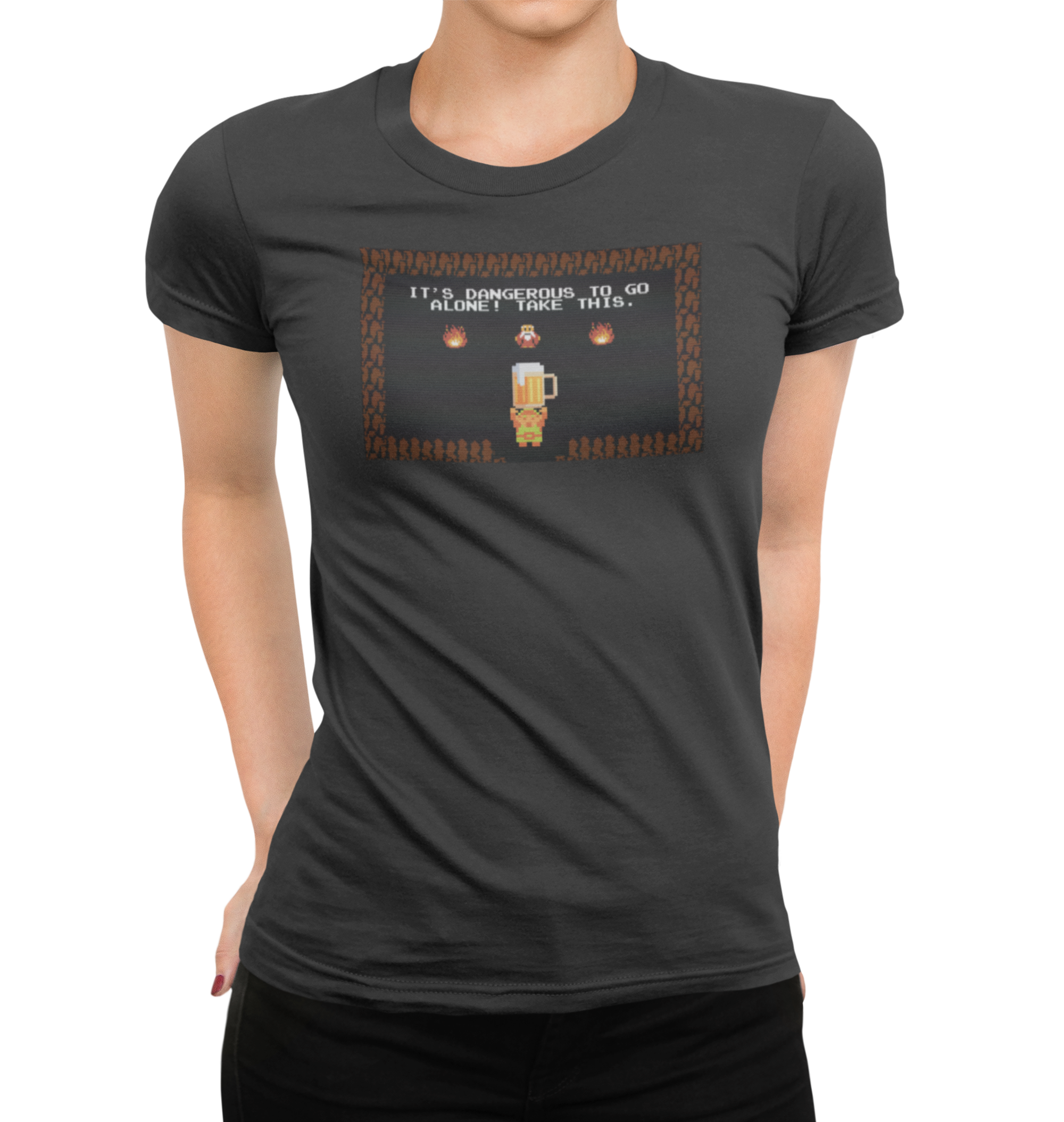 Craft beer women's tee with classic gaming advice slogan