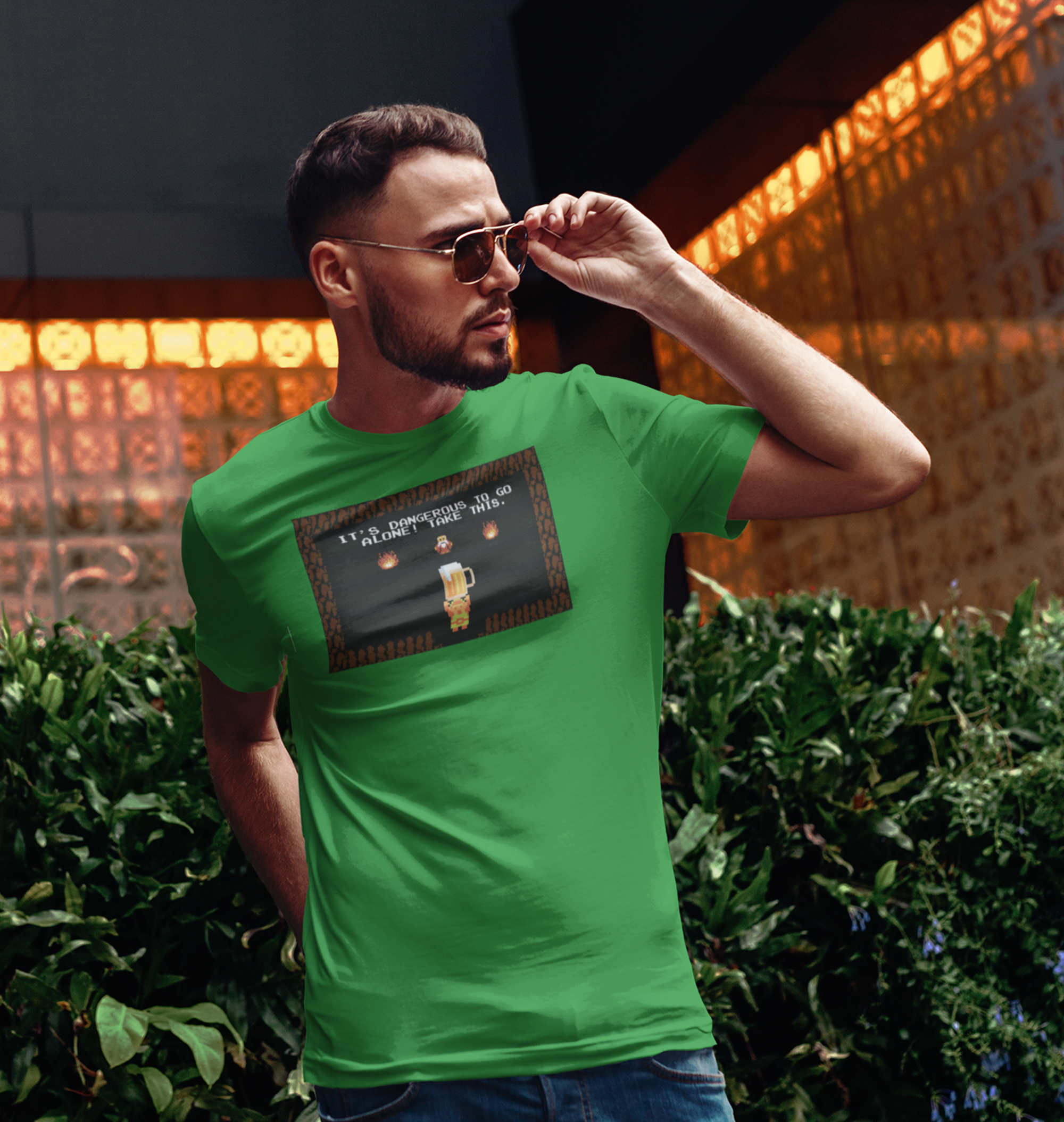 Unisex cotton t-shirt with epic beer quest graphic