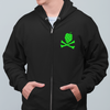 Green Hops and Crossbones Craft Beer Zip Up Hoodie