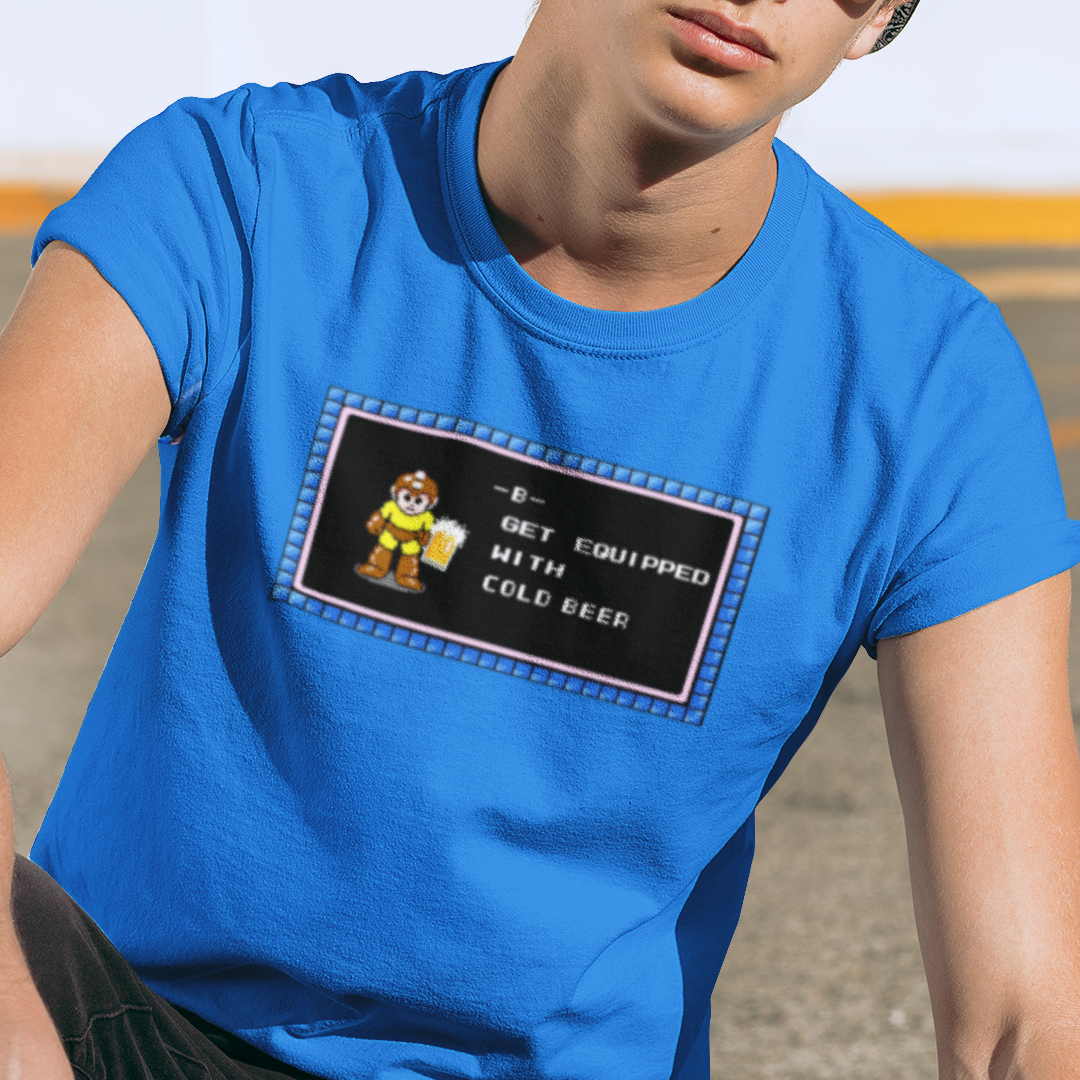 Get Equipped With Cold Beer shirt for craft beer gamers